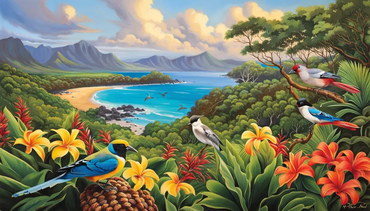 Image depicting the diverse bird life of Maui, showcasing the beauty and variety of its native bird species.